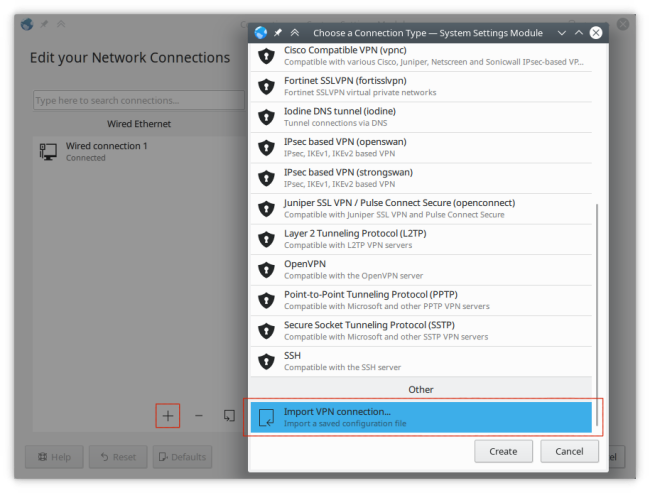 KDE import OVPN file